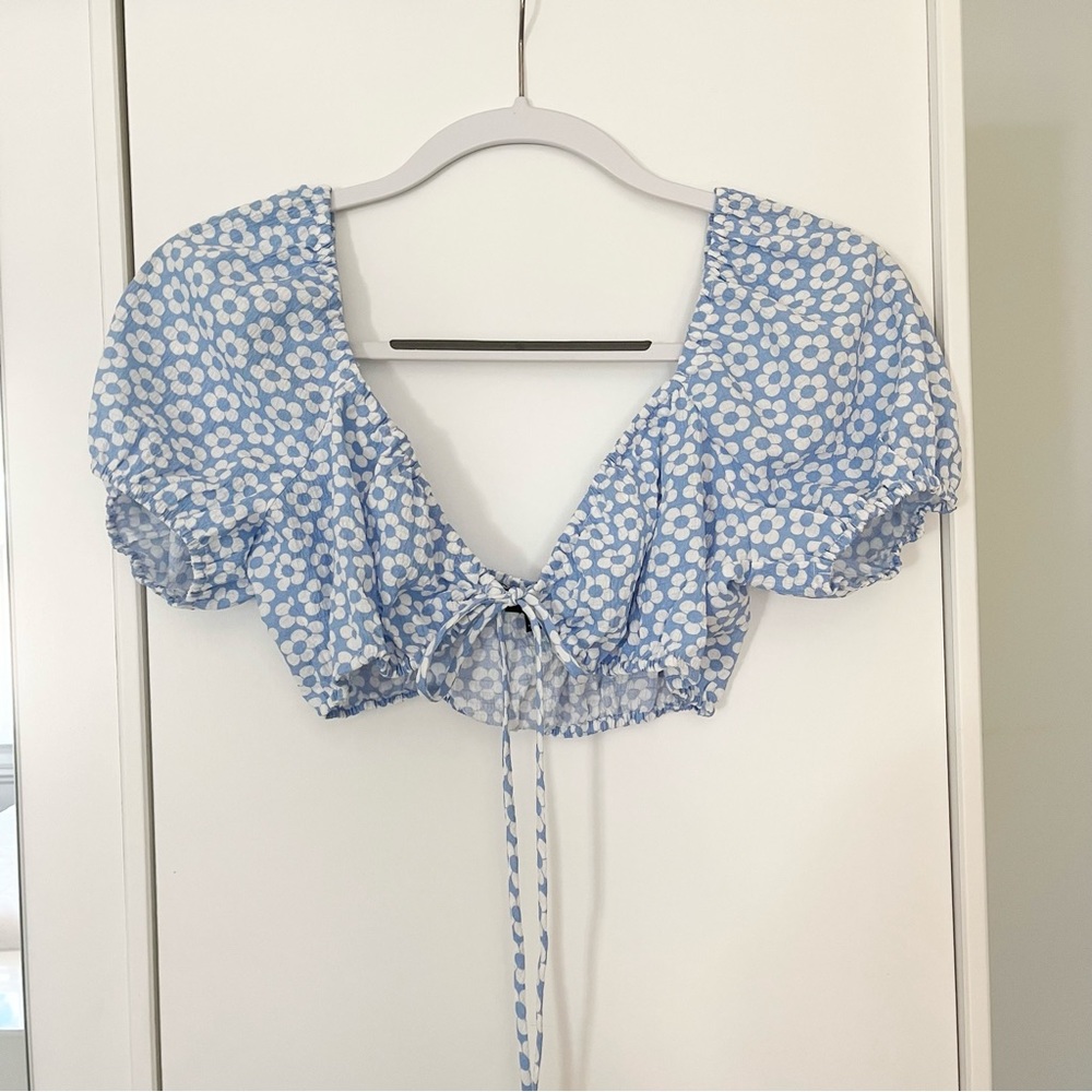 Cotton Candy LA Floral Bubble Sleeve Top